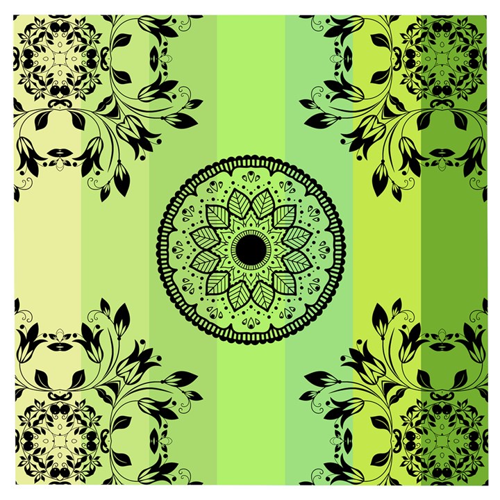 Green Grid Cute Flower Mandala Wooden Puzzle Square