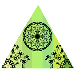 Green Grid Cute Flower Mandala Wooden Puzzle Triangle