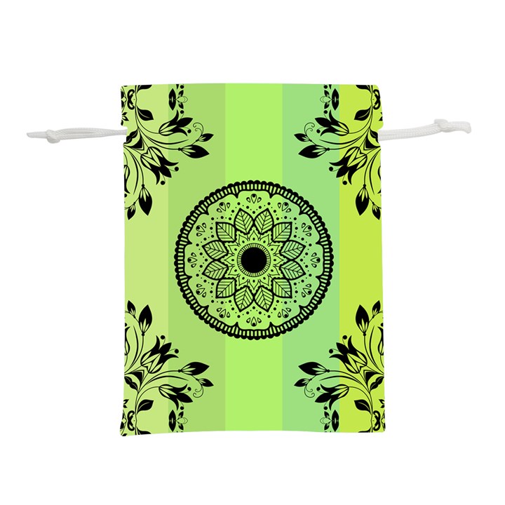 Green Grid Cute Flower Mandala Lightweight Drawstring Pouch (S)