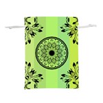 Green Grid Cute Flower Mandala Lightweight Drawstring Pouch (S) Back