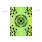 Green Grid Cute Flower Mandala Lightweight Drawstring Pouch (L) Front