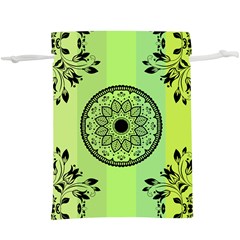 Green Grid Cute Flower Mandala  Lightweight Drawstring Pouch (XL)