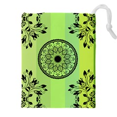 Green Grid Cute Flower Mandala Drawstring Pouch (4XL)