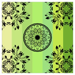 Green Grid Cute Flower Mandala Long Sheer Chiffon Scarf 