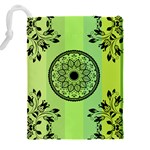 Green Grid Cute Flower Mandala Drawstring Pouch (5XL) Back