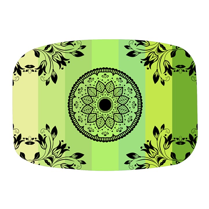 Green Grid Cute Flower Mandala Mini Square Pill Box