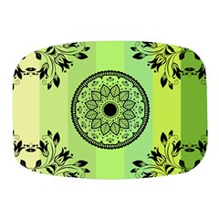 Green Grid Cute Flower Mandala Mini Square Pill Box by Magicworlddreamarts1