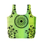 Green Grid Cute Flower Mandala Full Print Recycle Bag (M) Back