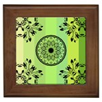 Green Grid Cute Flower Mandala Framed Tile Front