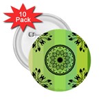 Green Grid Cute Flower Mandala 2.25  Buttons (10 pack)  Front