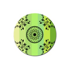 Green Grid Cute Flower Mandala Magnet 3  (round) by Magicworlddreamarts1