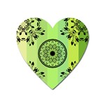 Green Grid Cute Flower Mandala Heart Magnet Front