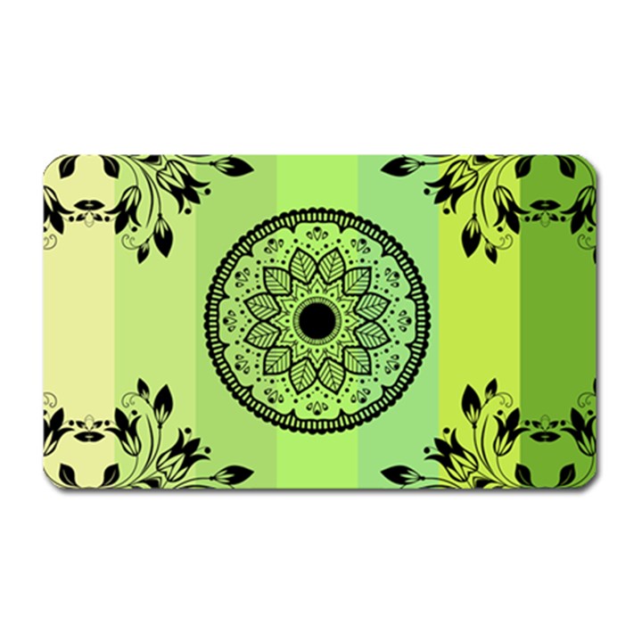 Green Grid Cute Flower Mandala Magnet (Rectangular)