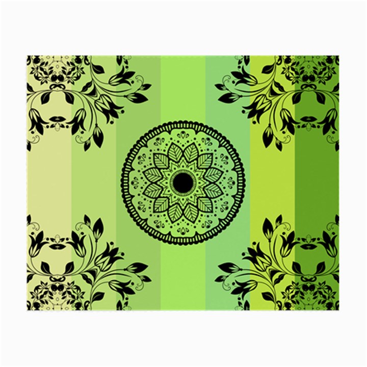 Green Grid Cute Flower Mandala Small Glasses Cloth (2 Sides)