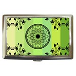 Green Grid Cute Flower Mandala Cigarette Money Case Front