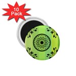 Green Grid Cute Flower Mandala 1.75  Magnets (10 pack)  Front