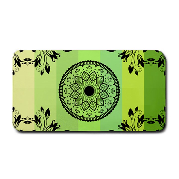 Green Grid Cute Flower Mandala Medium Bar Mats