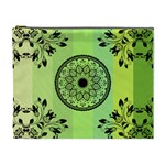 Green Grid Cute Flower Mandala Cosmetic Bag (XL) Front