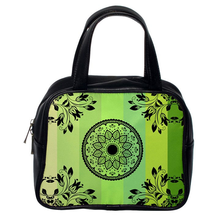 Green Grid Cute Flower Mandala Classic Handbag (One Side)