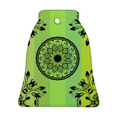 Green Grid Cute Flower Mandala Bell Ornament (two Sides) by Magicworlddreamarts1