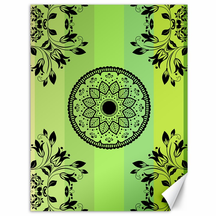 Green Grid Cute Flower Mandala Canvas 36  x 48 