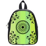 Green Grid Cute Flower Mandala School Bag (Small) Front