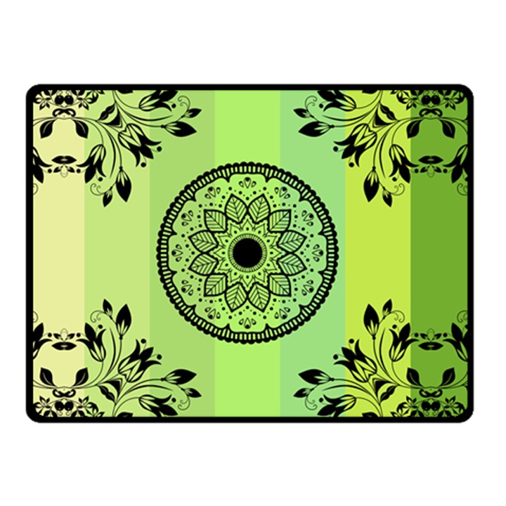 Green Grid Cute Flower Mandala Double Sided Fleece Blanket (Small) 