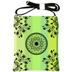 Green Grid Cute Flower Mandala Shoulder Sling Bag Front