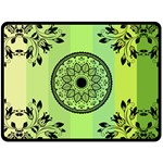 Green Grid Cute Flower Mandala Fleece Blanket (Large)  80 x60  Blanket Front