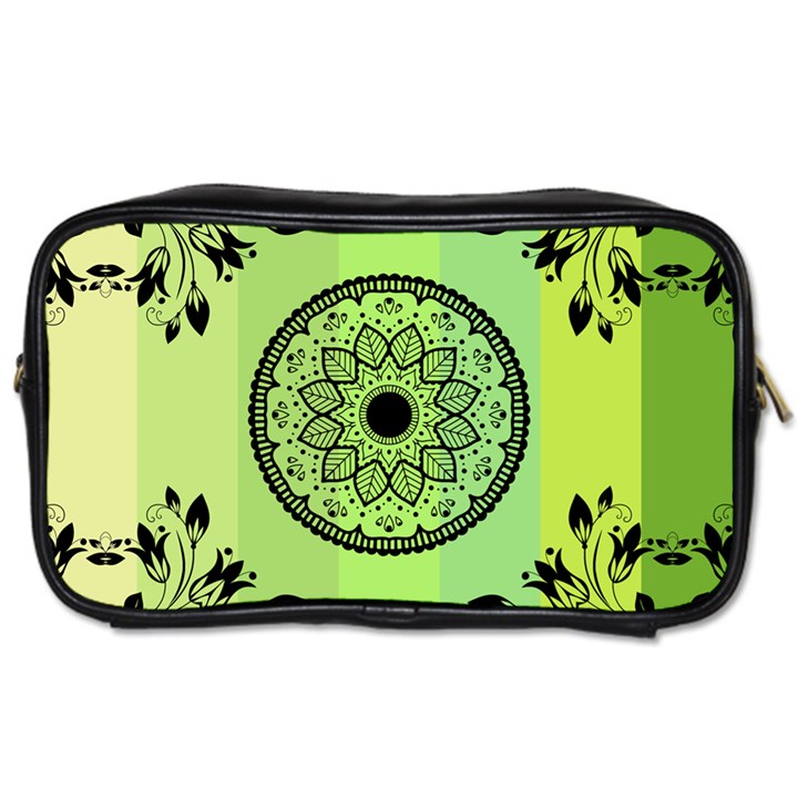 Green Grid Cute Flower Mandala Toiletries Bag (One Side)