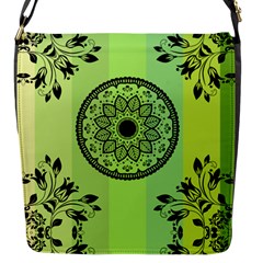 Green Grid Cute Flower Mandala Flap Closure Messenger Bag (s) by Magicworlddreamarts1