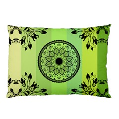 Green Grid Cute Flower Mandala Pillow Case (two Sides) by Magicworlddreamarts1