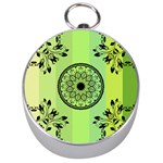 Green Grid Cute Flower Mandala Silver Compasses Front