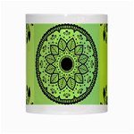 Green Grid Cute Flower Mandala White Mugs Center