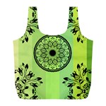 Green Grid Cute Flower Mandala Full Print Recycle Bag (L) Front