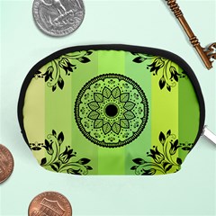 Green Grid Cute Flower Mandala Accessory Pouch (medium) by Magicworlddreamarts1