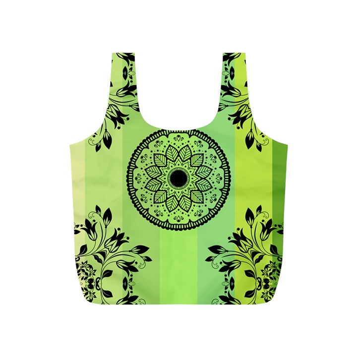 Green Grid Cute Flower Mandala Full Print Recycle Bag (S)