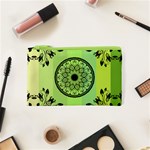 Green Grid Cute Flower Mandala Cosmetic Bag (XS) Front