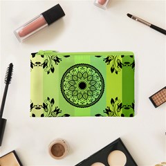 Green Grid Cute Flower Mandala Cosmetic Bag (xs) by Magicworlddreamarts1