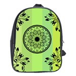 Green Grid Cute Flower Mandala School Bag (XL) Front