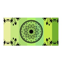 Green Grid Cute Flower Mandala Satin Wrap by Magicworlddreamarts1