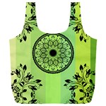 Green Grid Cute Flower Mandala Full Print Recycle Bag (XXXL) Back