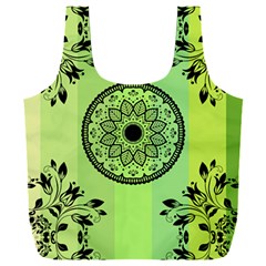 Green Grid Cute Flower Mandala Full Print Recycle Bag (xxl) by Magicworlddreamarts1