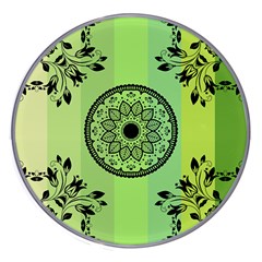 Green Grid Cute Flower Mandala Wireless Charger by Magicworlddreamarts1