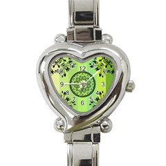 Green Grid Cute Flower Mandala Heart Italian Charm Watch by Magicworlddreamarts1