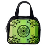 Green Grid Cute Flower Mandala Classic Handbag (Two Sides) Back