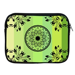 Green Grid Cute Flower Mandala Apple Ipad 2/3/4 Zipper Cases by Magicworlddreamarts1