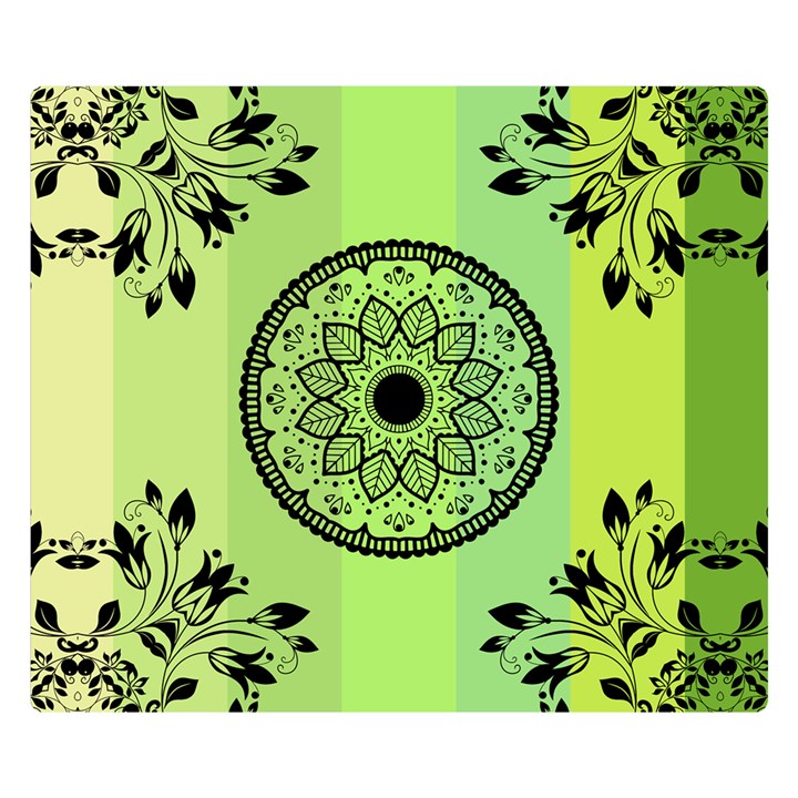 Green Grid Cute Flower Mandala Double Sided Flano Blanket (Small) 