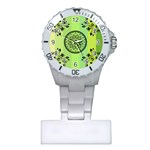 Green Grid Cute Flower Mandala Plastic Nurses Watch Front