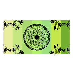 Green Grid Cute Flower Mandala Satin Shawl by Magicworlddreamarts1